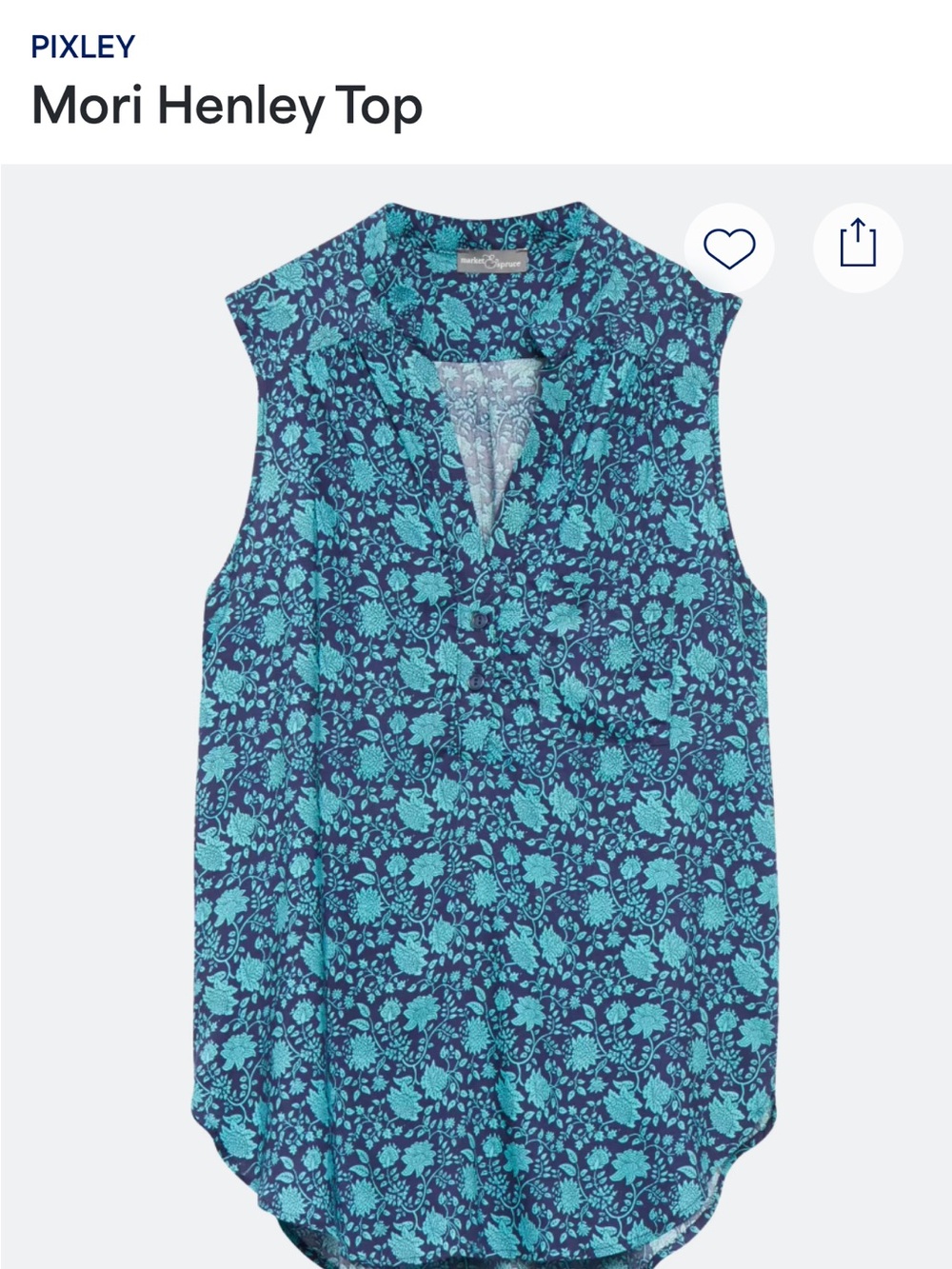 Stitch Fix Market & Spruce Sleeveless Henley Tank in Navy and Teal Floral